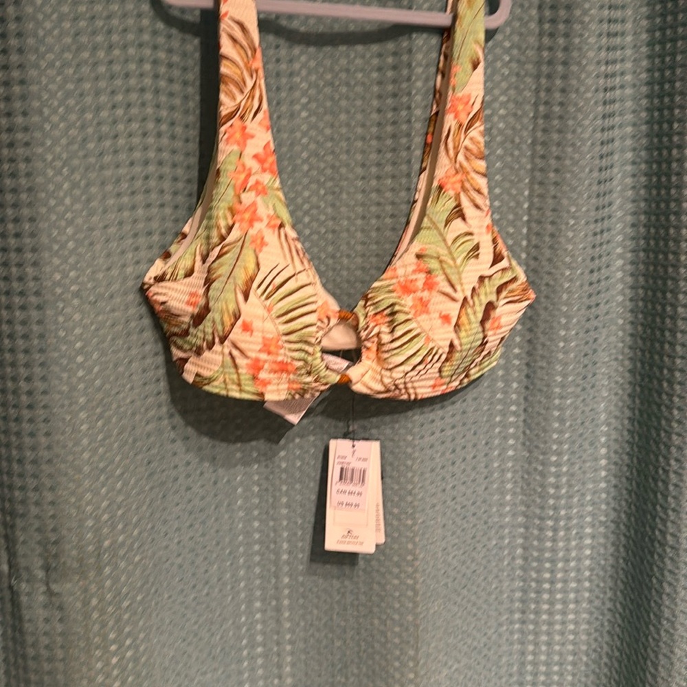 Rip Curl Tropical Print Bikini Top - Green and Orange